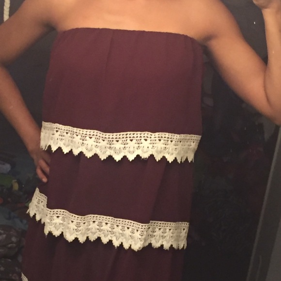 Dresses & Skirts - Maroon dress with white  lace(new)